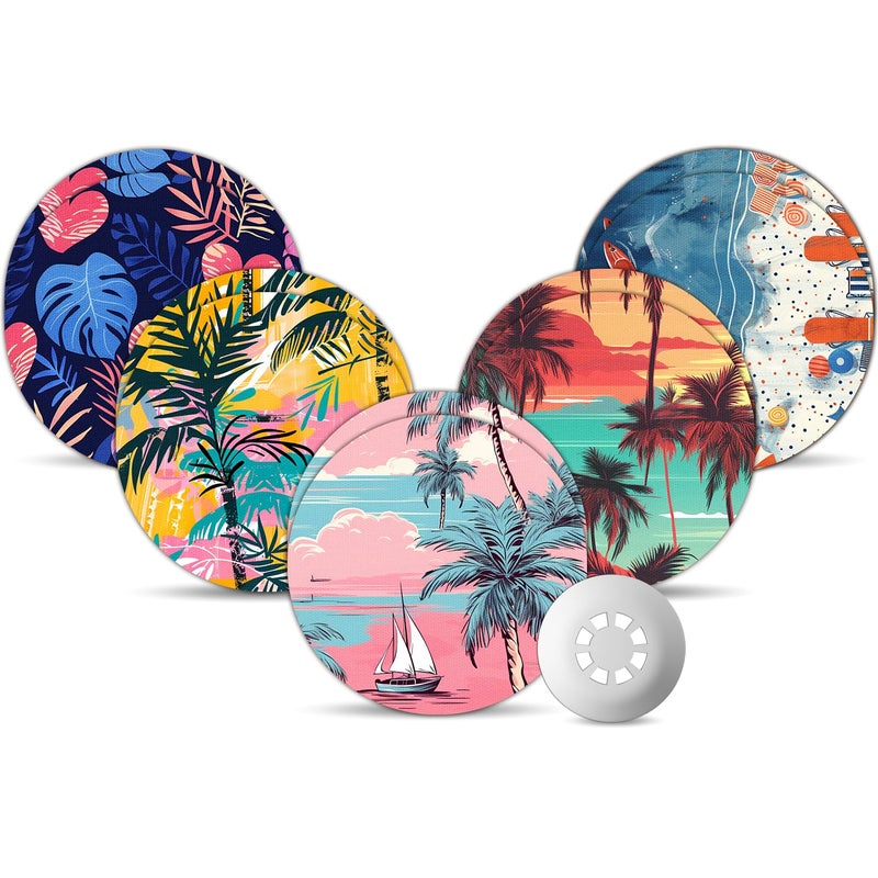 Libre 3 Plus Sensor Covers Waterproof Amolyfe 10 Pack Freestyle Libre 3 Covers BumpProof with Hard Cap Breathable Latex Free Sensor CGM Adhesive Patches 14Day CGM Protection Beach Sunset